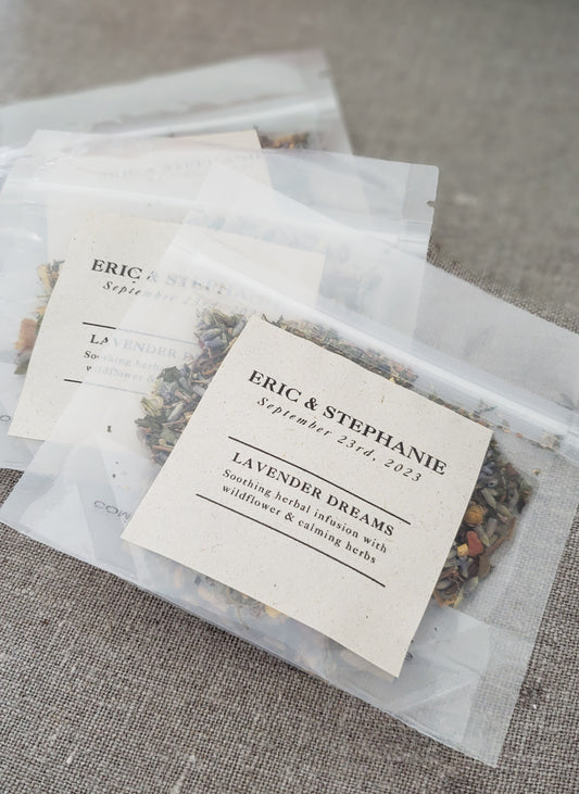 Tea Wedding and Shower Favours in Compostable Packaging